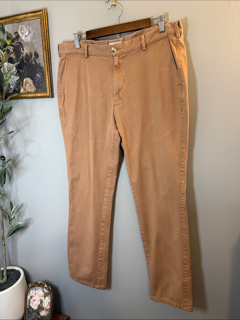 Peter Millar Men’s Chino Pants Size 36x29 Brown Tan Straight Flat Front Cotton - Picture 4 of 7